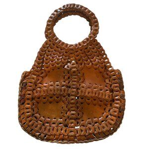 Vintage Patricia Nash - Pisticci Chainlink Leather Shoulder Bag - Dark Tan